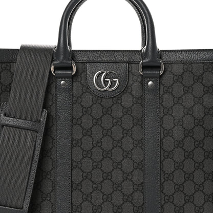 Gucci GG Supreme Monogram Textured Dollar Calfskin Medium Ophidia Tote Grey Black Graphite Grey 7 of 11