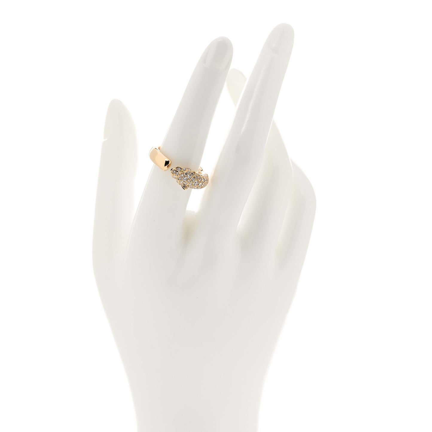 18K Yellow Gold Diamond Emerald Onyx Panthere De Cartier Ring 54 6.75