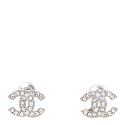 Chanel Crystal Mini Timeless CC Earrings Silver 1 of 4