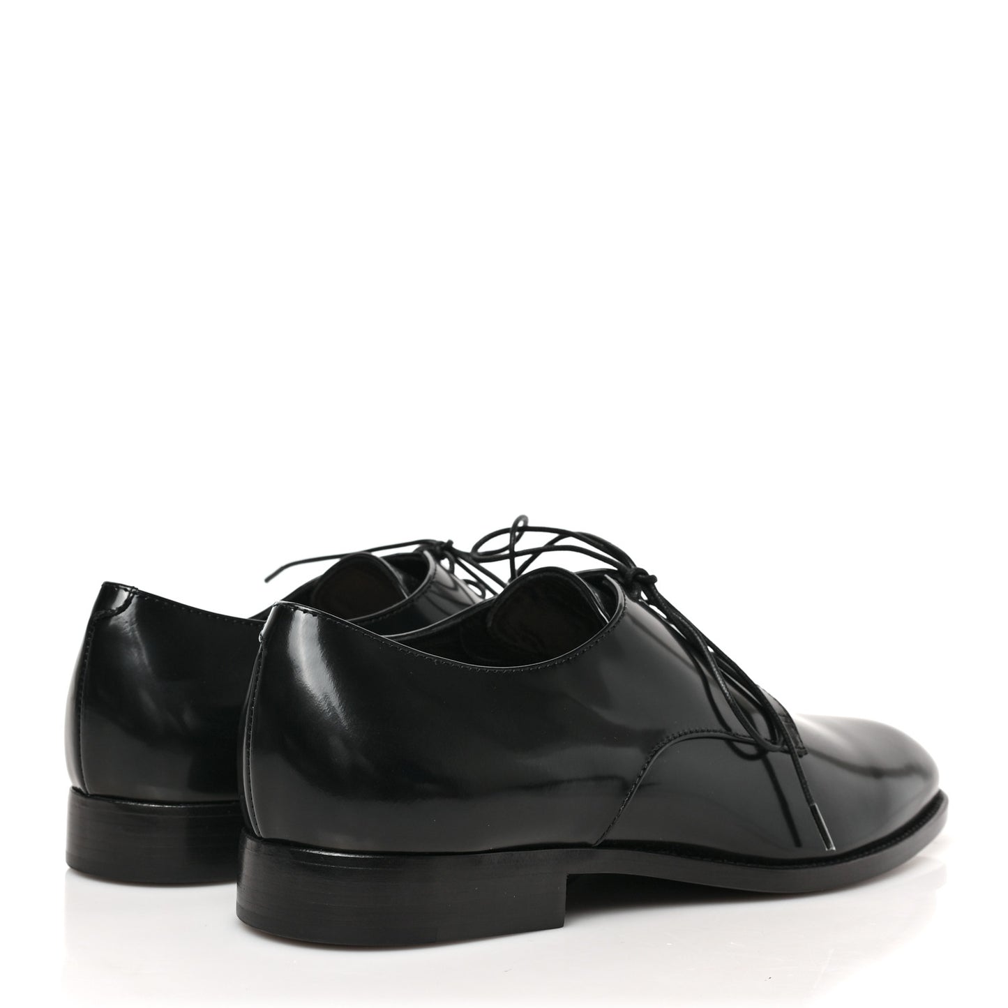 Shiny Calfskin Womens Derby Shoe 38 Black