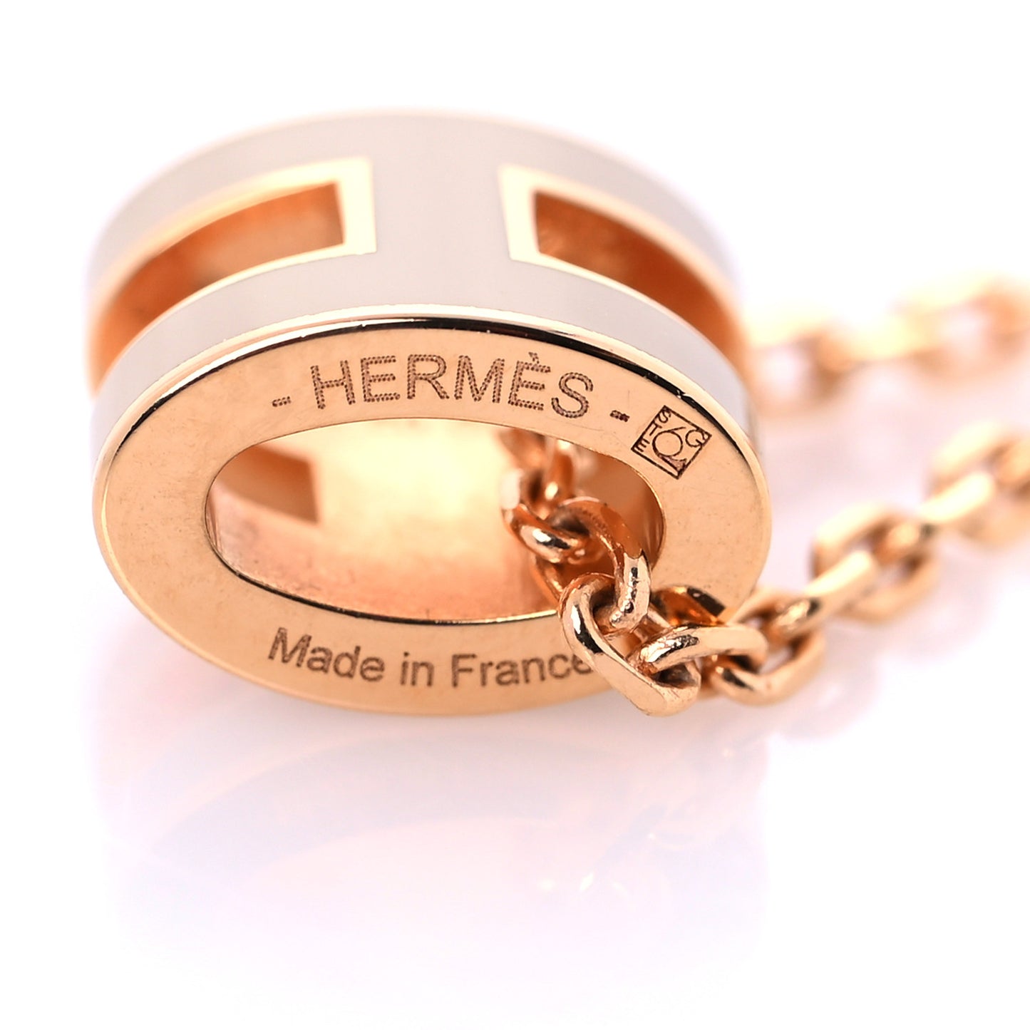 Lacquered Rose Gold Mini Pop H Pendant Necklace Marron Glace