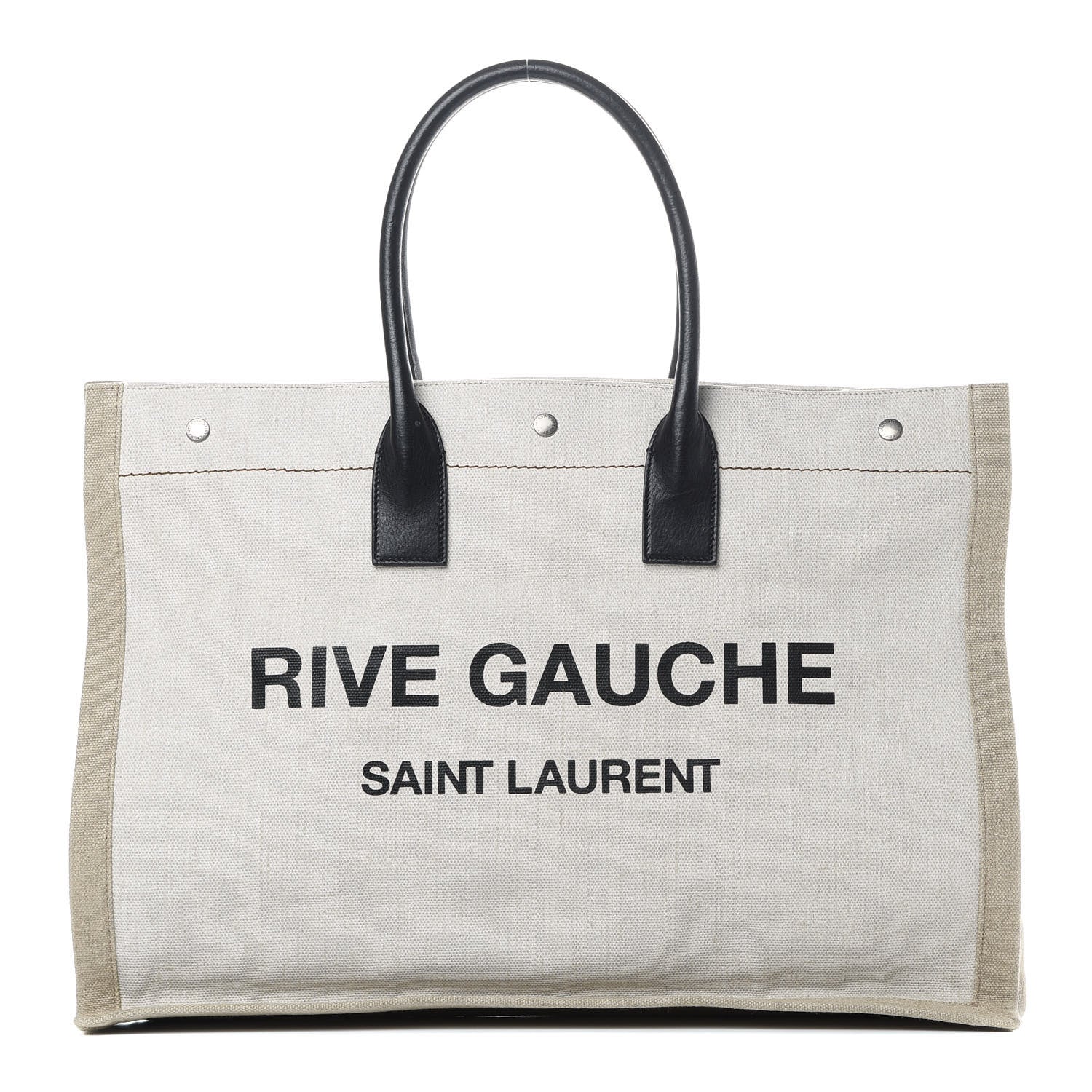 Saint Laurent Linen Calfskin Rive Gauche Tote Optic White 1 of 13
