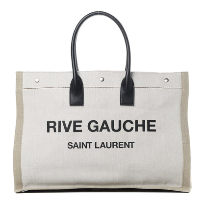 Saint Laurent Linen Calfskin Rive Gauche Tote Optic White 1 of 13