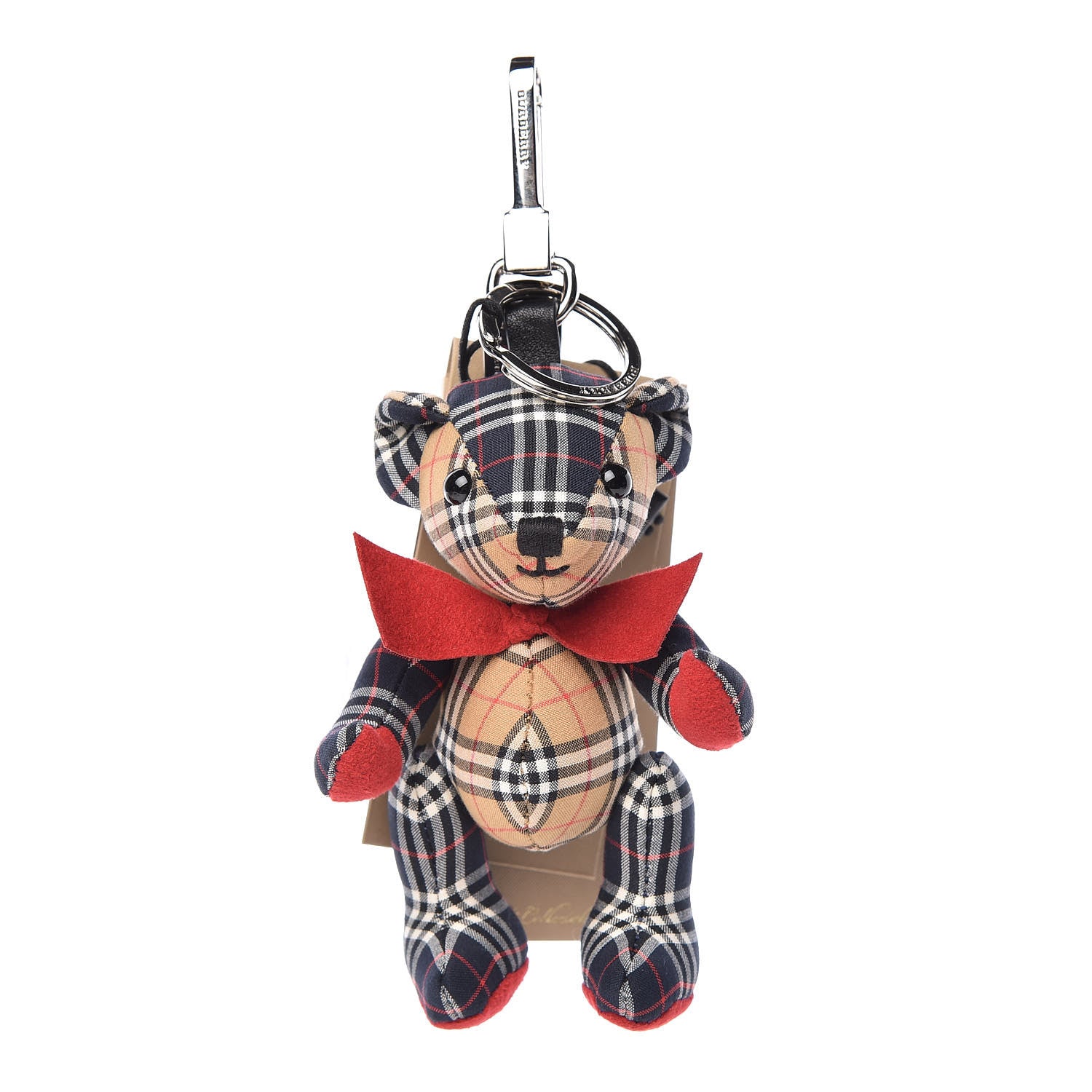 Burberry Mini V Check Thomas Bear Keychain Charm Antique Yellow 1 of 4
