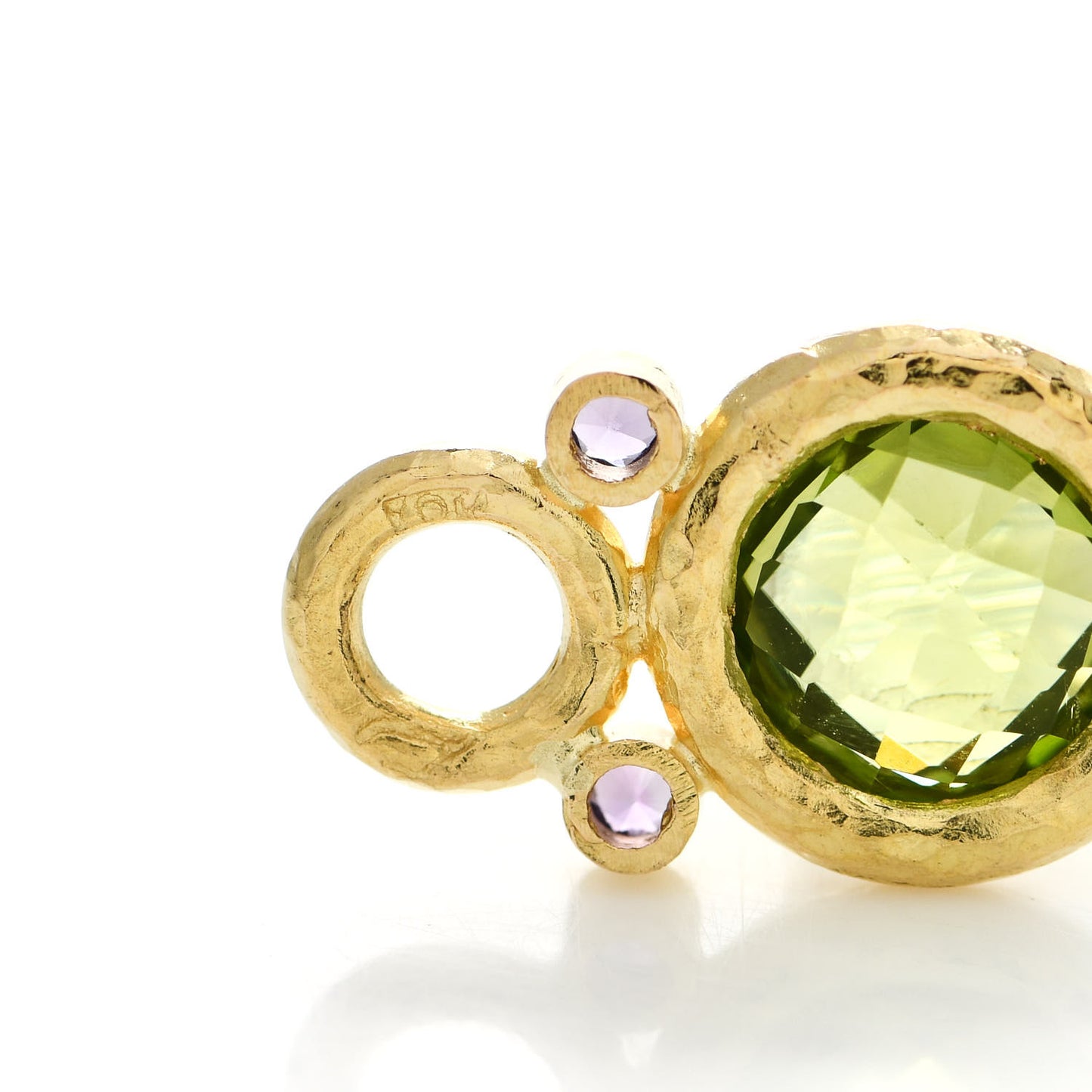19K Yellow Gold Amethyst Peridot Earring Charms