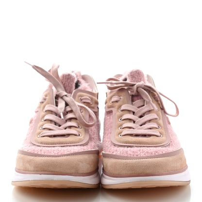 Chanel Suede Calfskin Stretch Fabric CC Sneakers 39.5 Pink 2 of 11