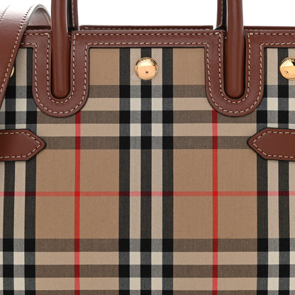 Burberry Calfskin Vintage Check Mini Two Handle Title Bag Archive Beige 7 of 9