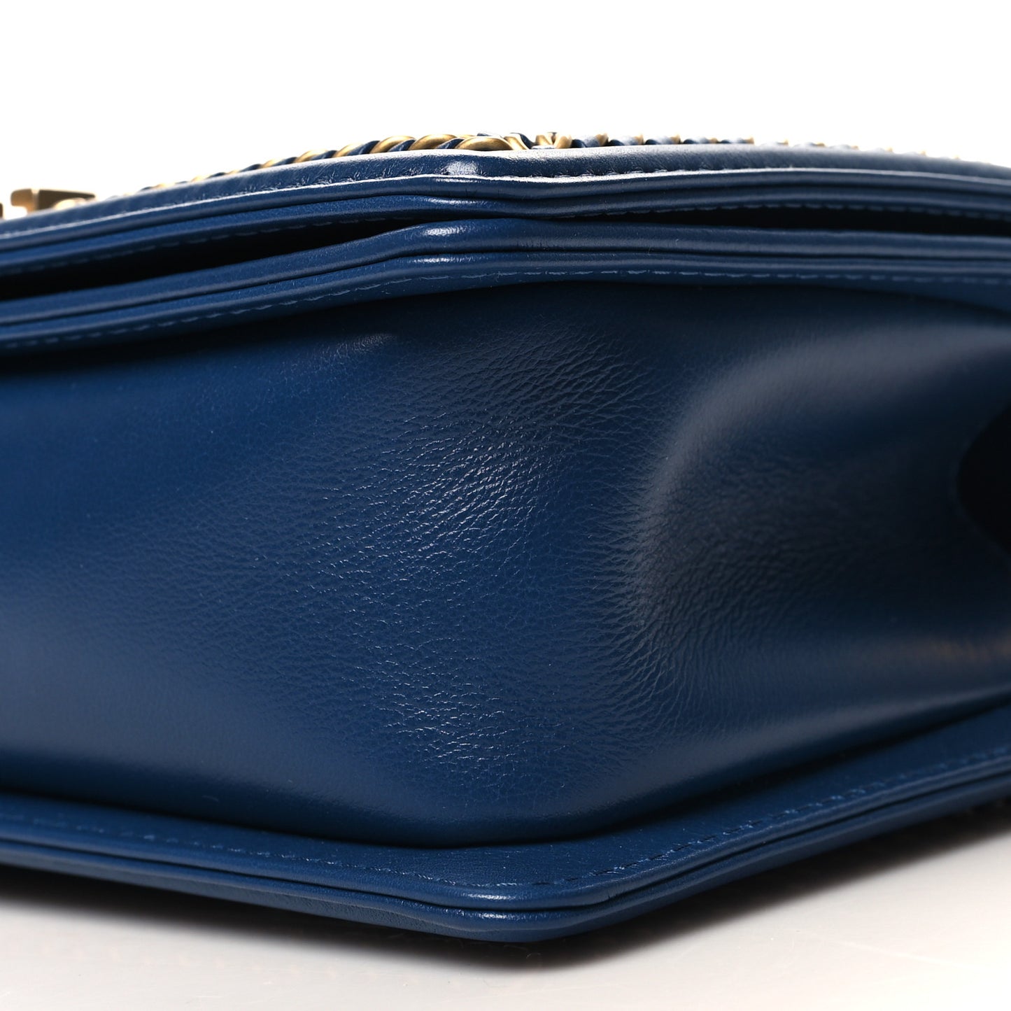 Lambskin Quilted Medium Top Handle Boy Flap Blue