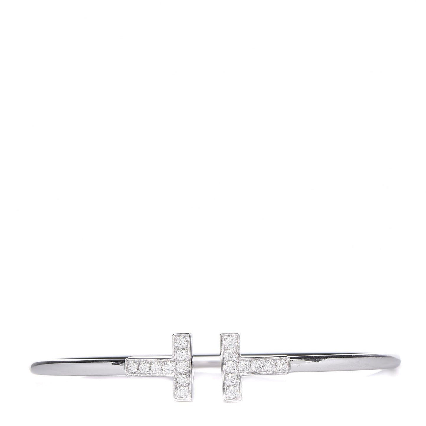 18K White Gold Diamond T Wire Bracelet