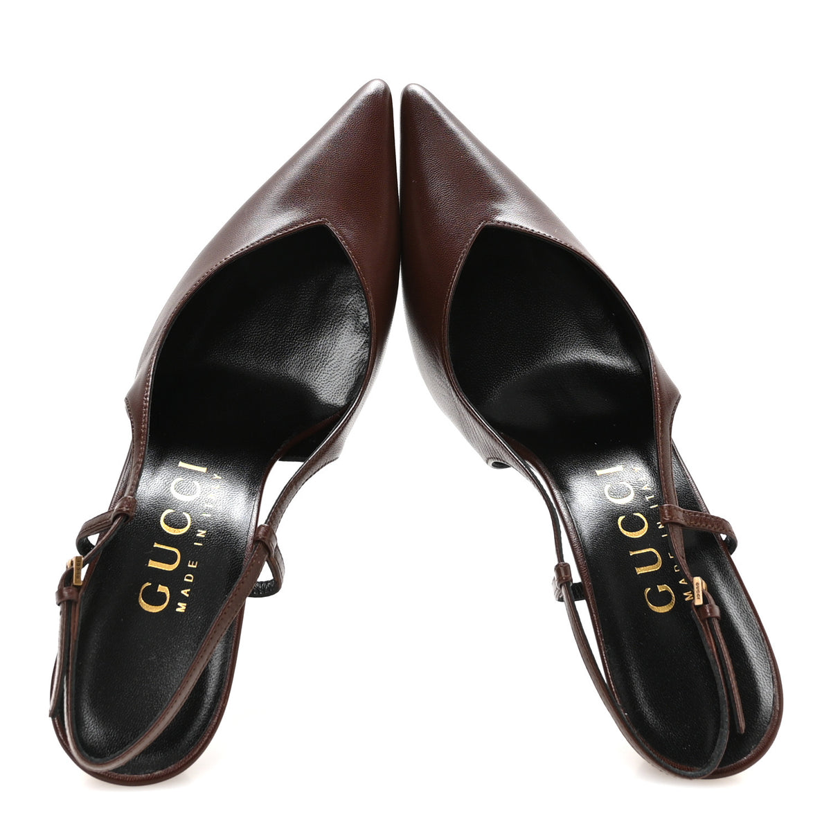 Gucci Calfskin Slingback Pumps 38.5 Dark Brown 2 of 9