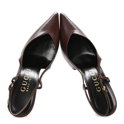 Gucci Calfskin Slingback Pumps 38.5 Dark Brown 2 of 9