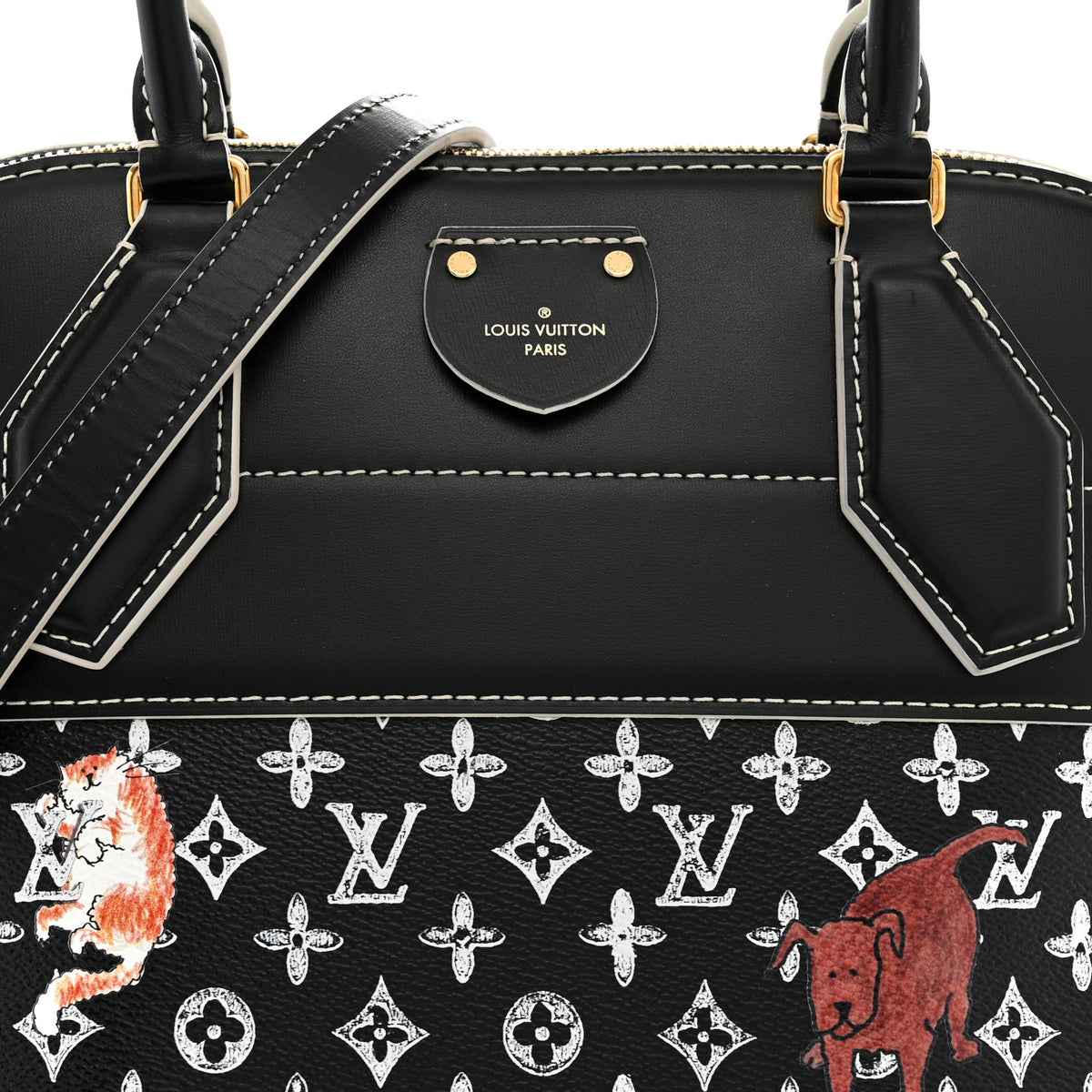 Louis Vuitton Calfskin Catogram Alma Souple MM Black 8 of 10