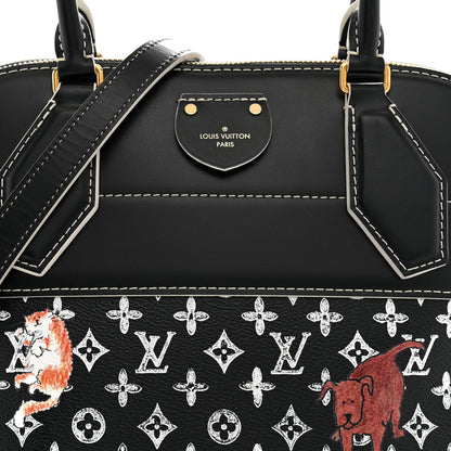 Louis Vuitton Calfskin Catogram Alma Souple MM Black 8 of 10
