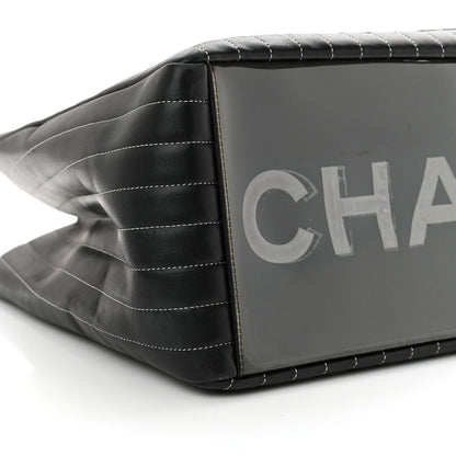 Chanel Lambskin Vertical Quilted Large Mademoiselle Tote Black 9 of 10