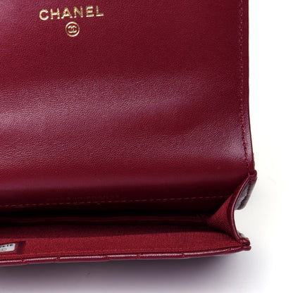 Chanel Lambskin Quilted Top Handle Flap Coin Purse With Chain Burgundy 4 of 4