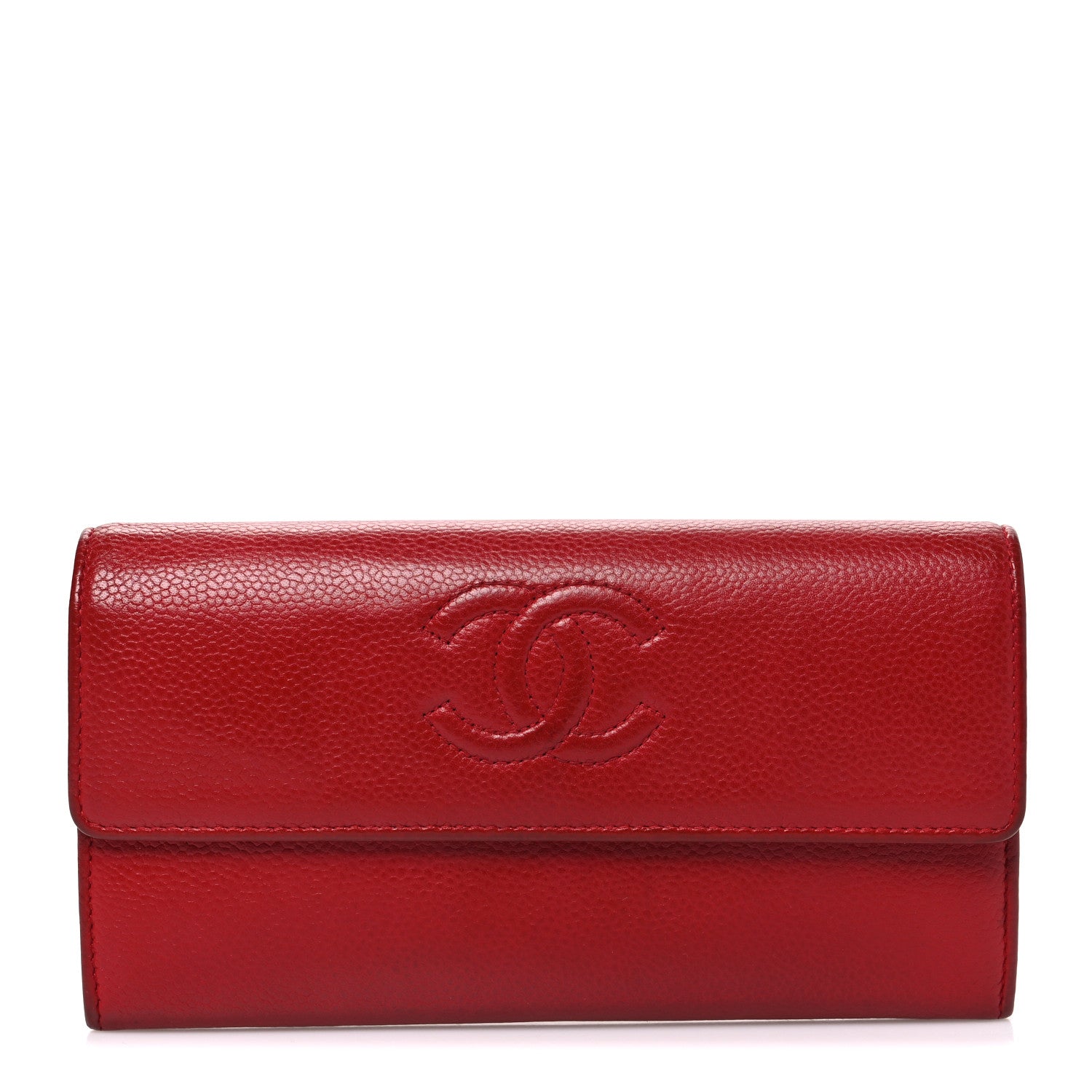 Chanel Caviar Timeless CC Large Gusset Flap Wallet Light Red 1 of 8