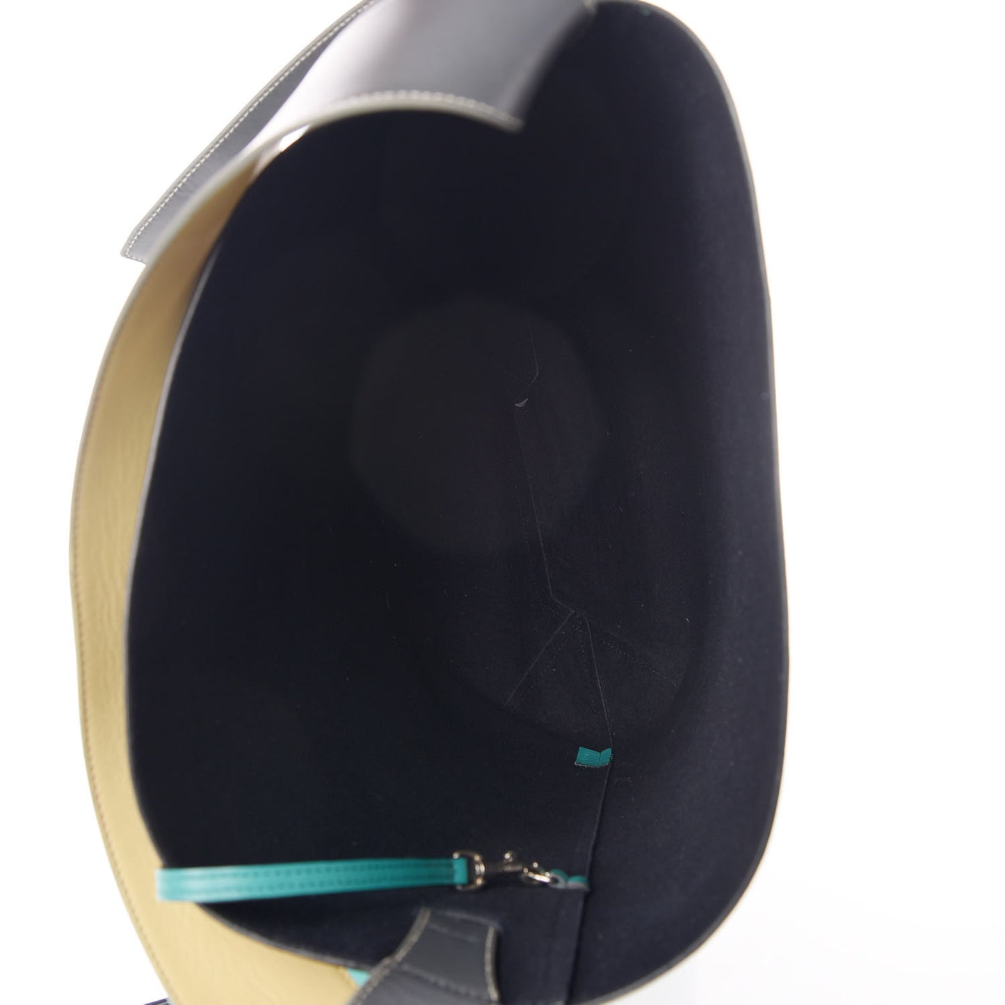 Shiny Smooth Calfskin Small Twisted Cabas Turquoise Black