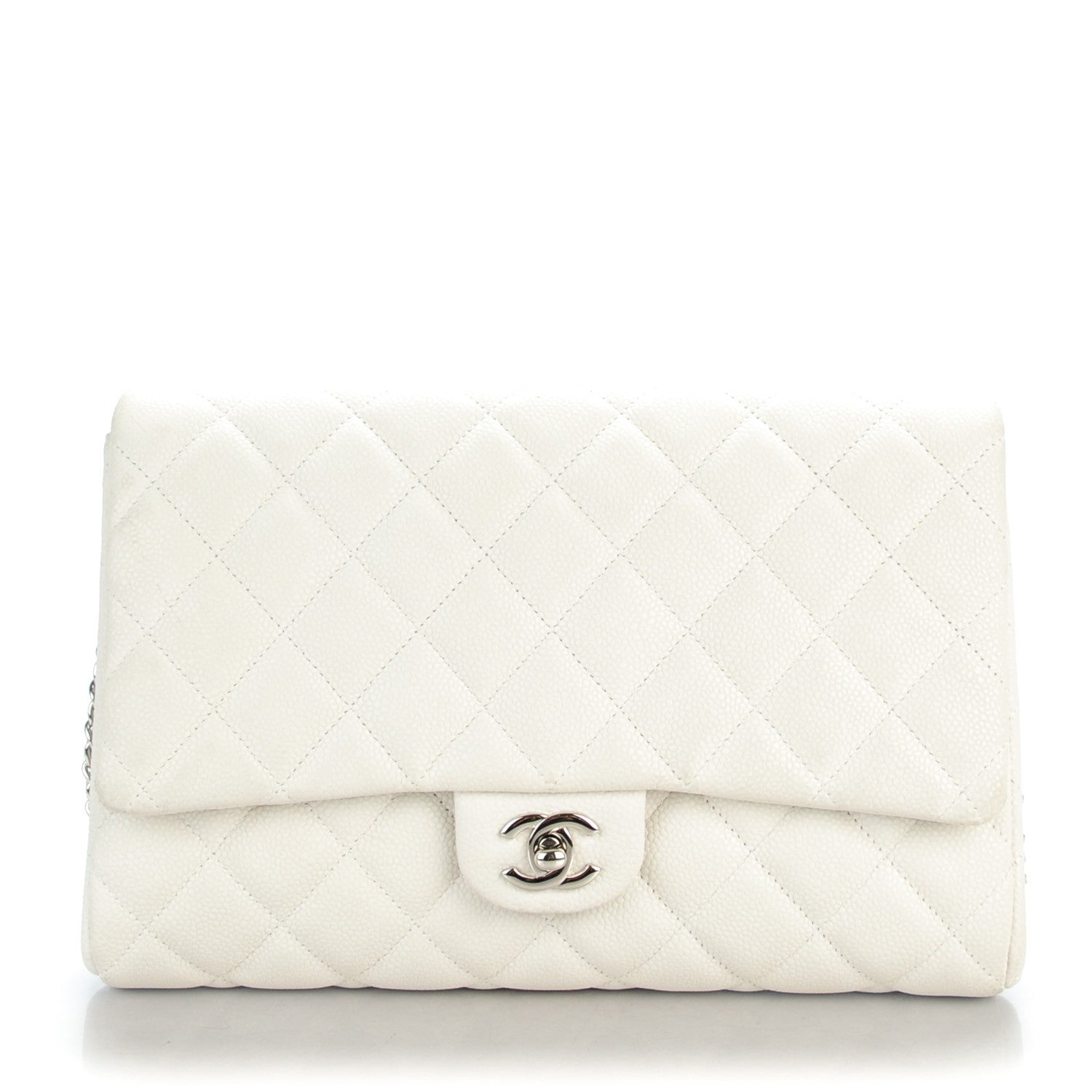 Chanel Iridescent Caviar Quilted Clutch With Chain Flap White 1 of 8