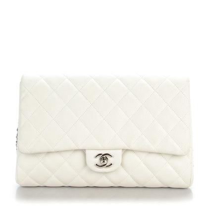 Chanel Iridescent Caviar Quilted Clutch With Chain Flap White 1 of 8