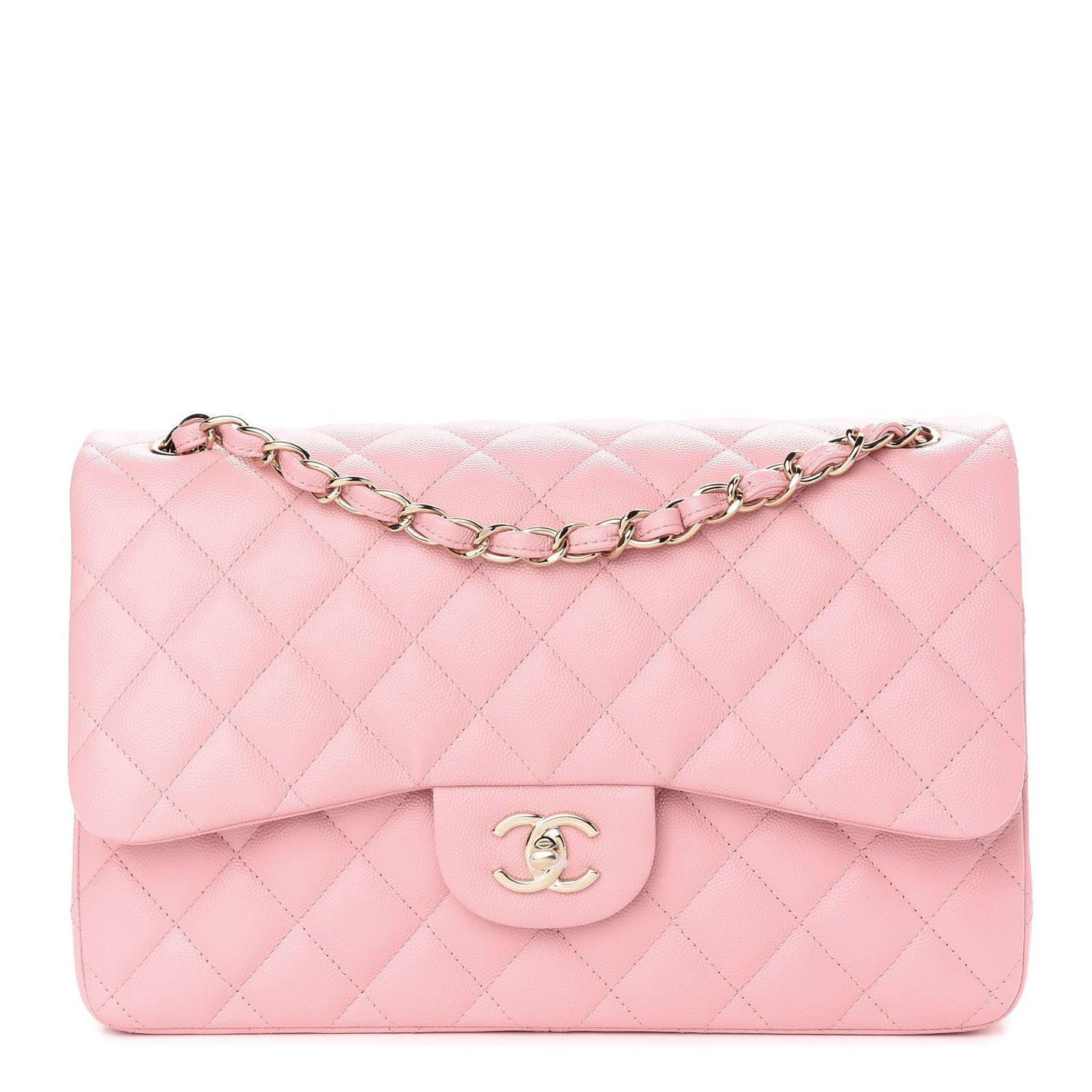 Caviar Quilted Jumbo Double Flap Pink