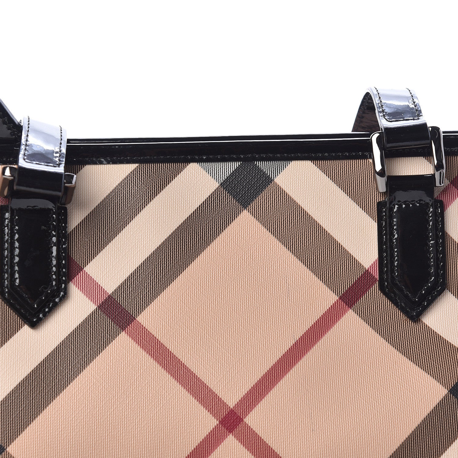 Burberry Patent Trim Nova Check Shopper Tote Black 10 of 11
