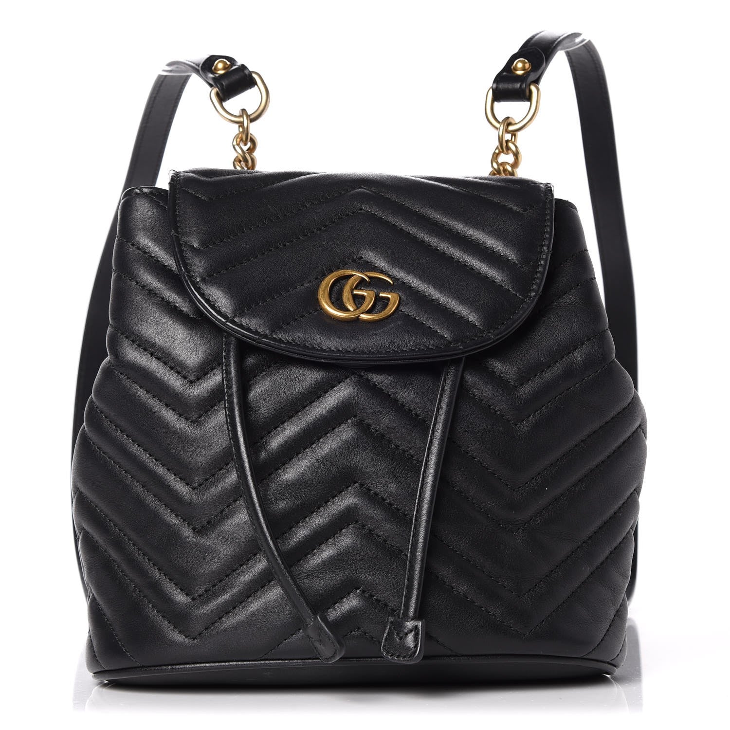 Gucci Calfskin Matelasse GG Marmont Flap Backpack Black 1 of 10