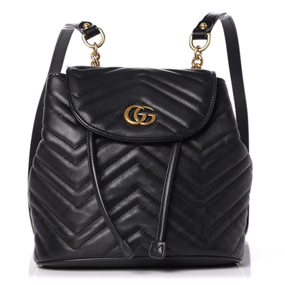 Gucci Calfskin Matelasse GG Marmont Flap Backpack Black 1 of 10