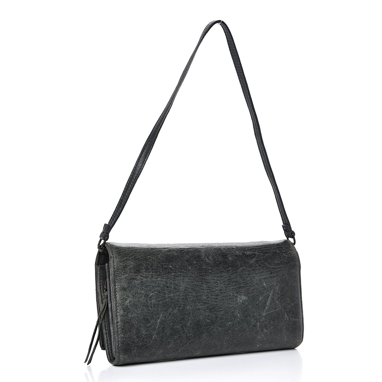 Agneau Classic Hardware Continental Wallet on Strap Anthracite