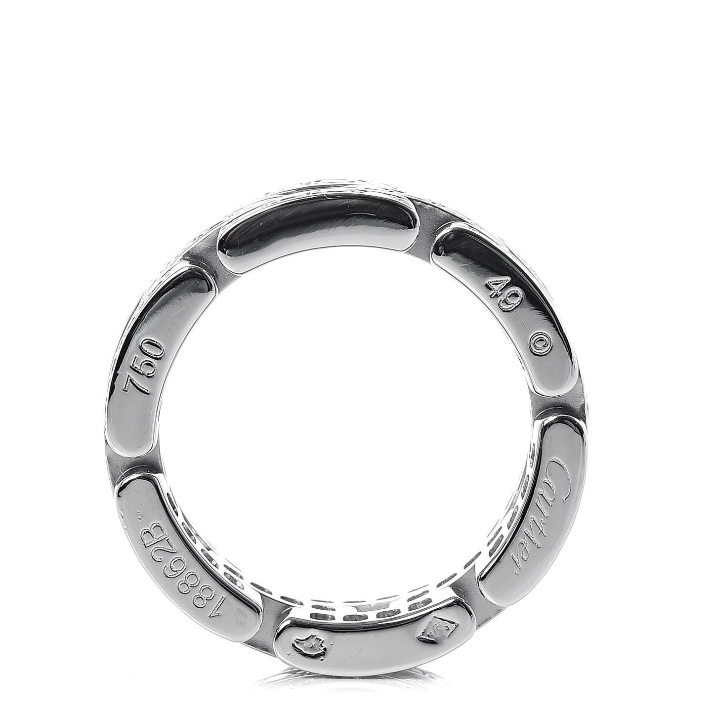 18K White Gold Diamond Maillon Panthere 3 Rows Paved Ring 49 4.75