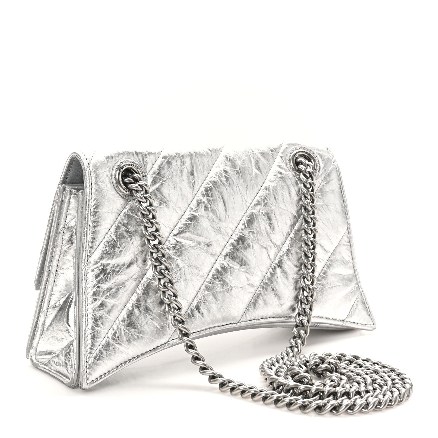 Balenciaga Crushed Calfskin Quilted Small Crush Chain Bag Silver 3 of 10
