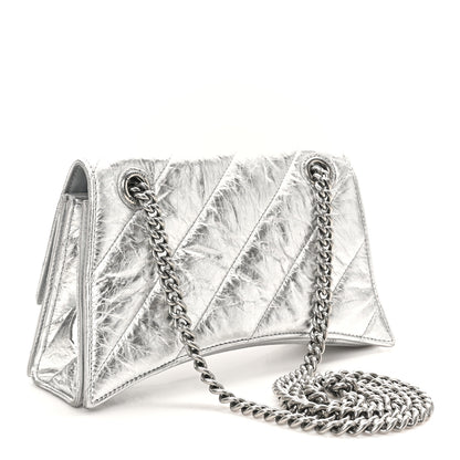 Balenciaga Crushed Calfskin Quilted Small Crush Chain Bag Silver 3 of 10