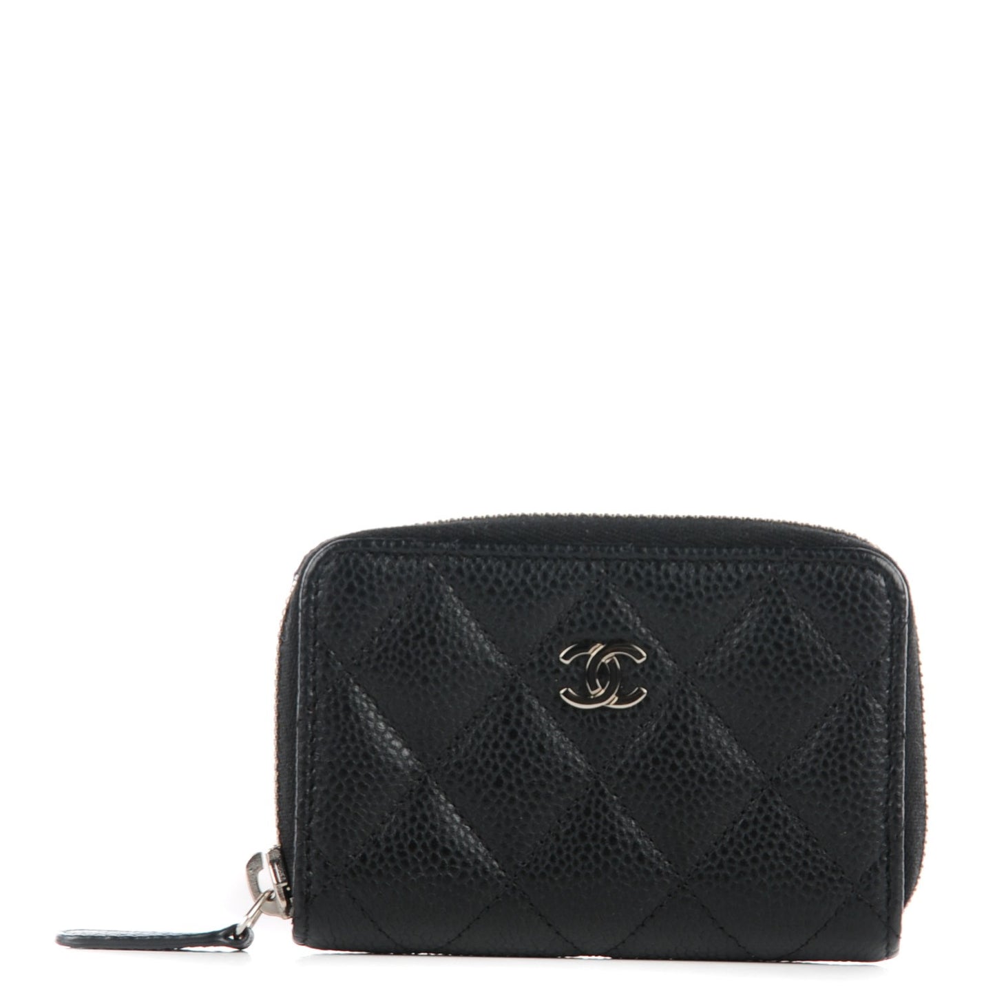 Caviar Quilted Zip Coin Purse Black