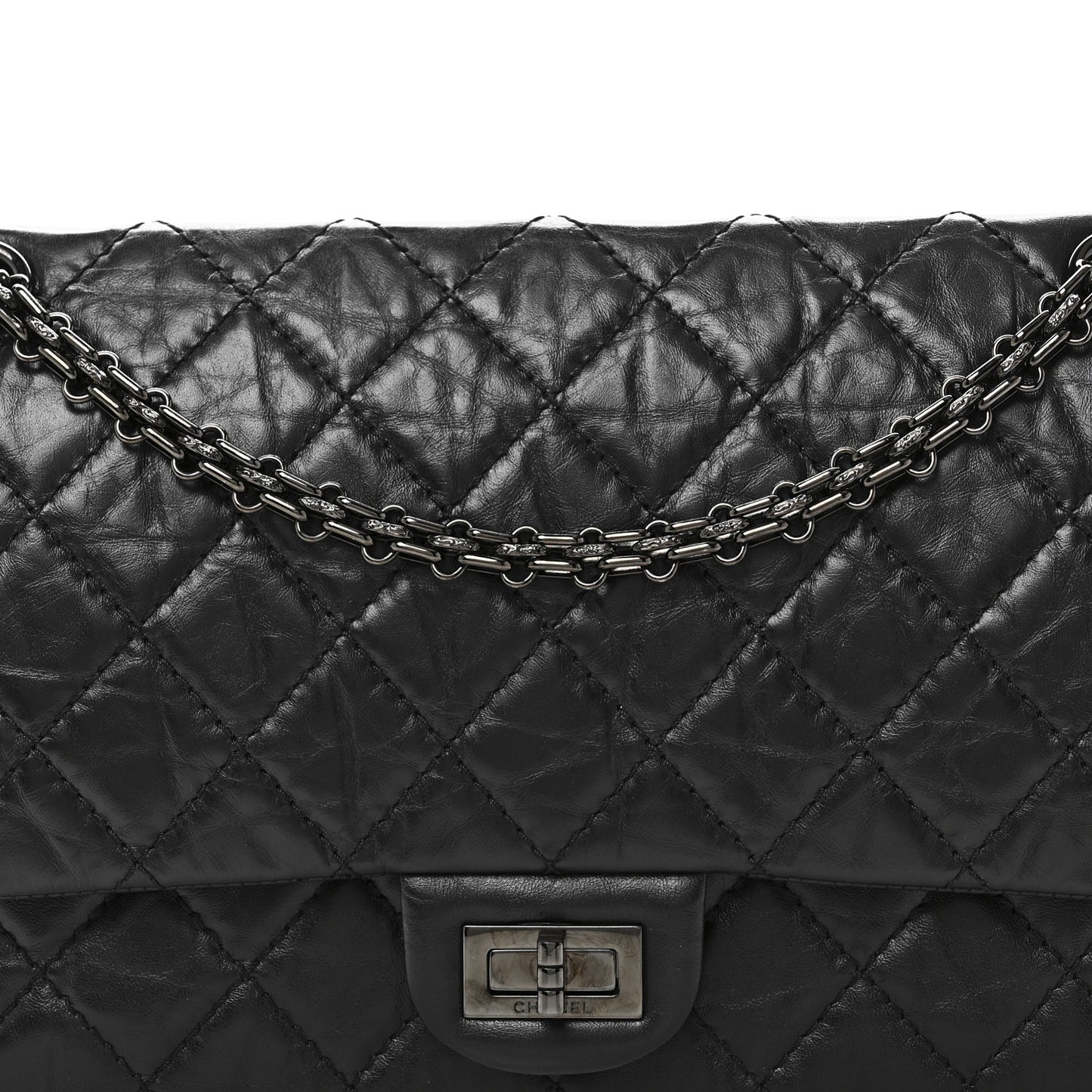 Aged Calfskin Quilted 2.55 Reissue 226 Flap So Black