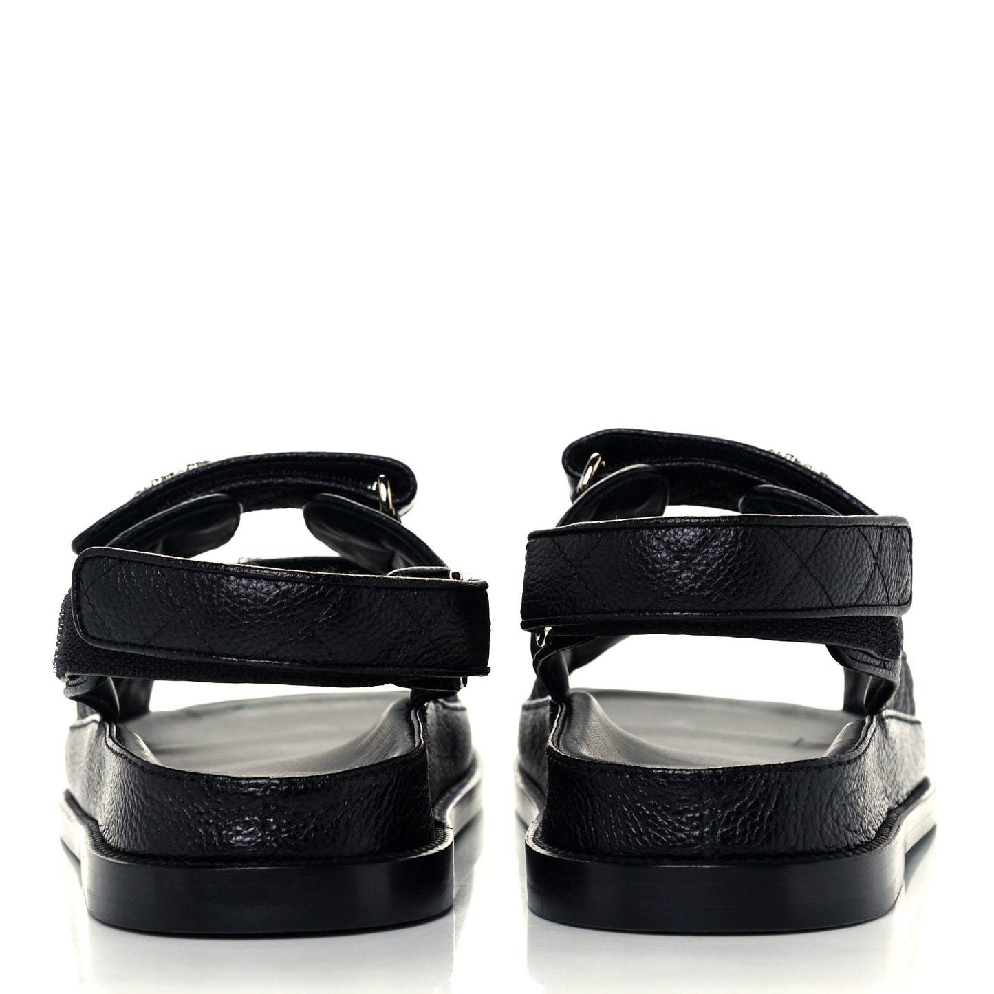 Grained Calfskin Velcro Dad Sandals 39 Black