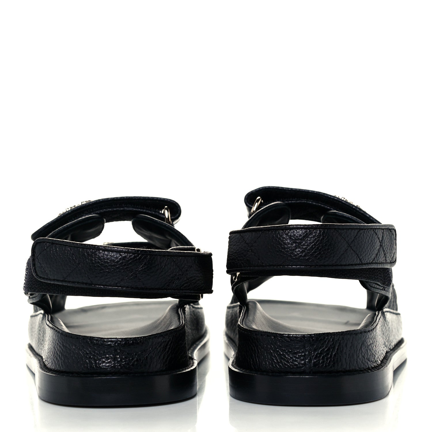 Chanel Grained Calfskin Velcro Dad Sandals 39 Black 5 of 10