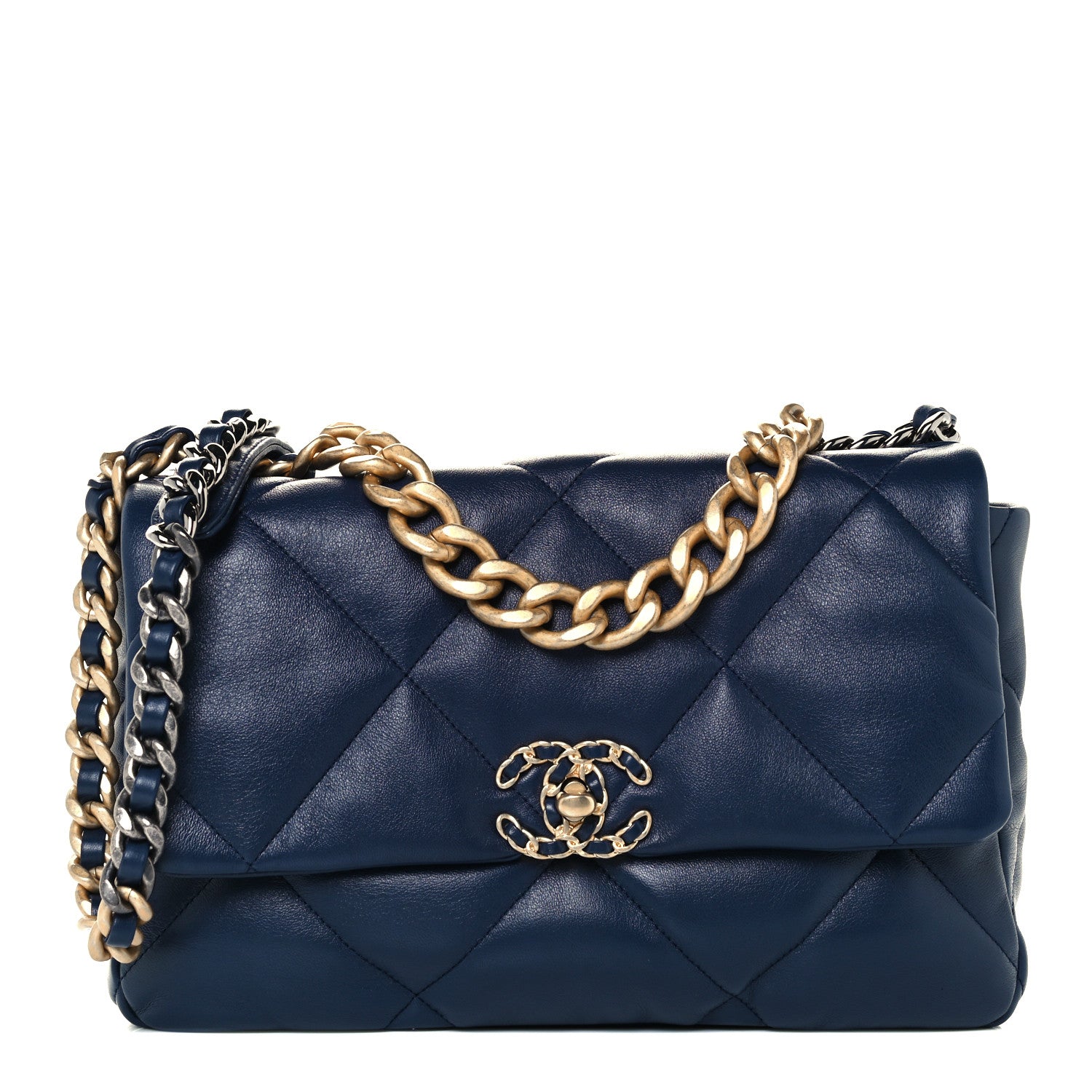 Chanel Lambskin Quilted Large Chanel 19 Flap Navy Blue 1 of 10