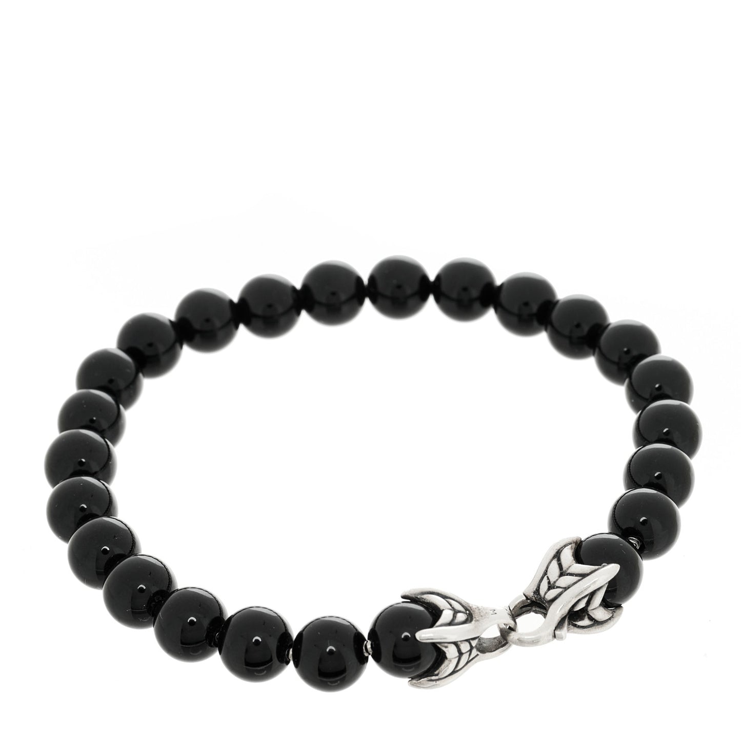 Sterling Silver Black Onyx 8mm Spiritual Beads Bracelet