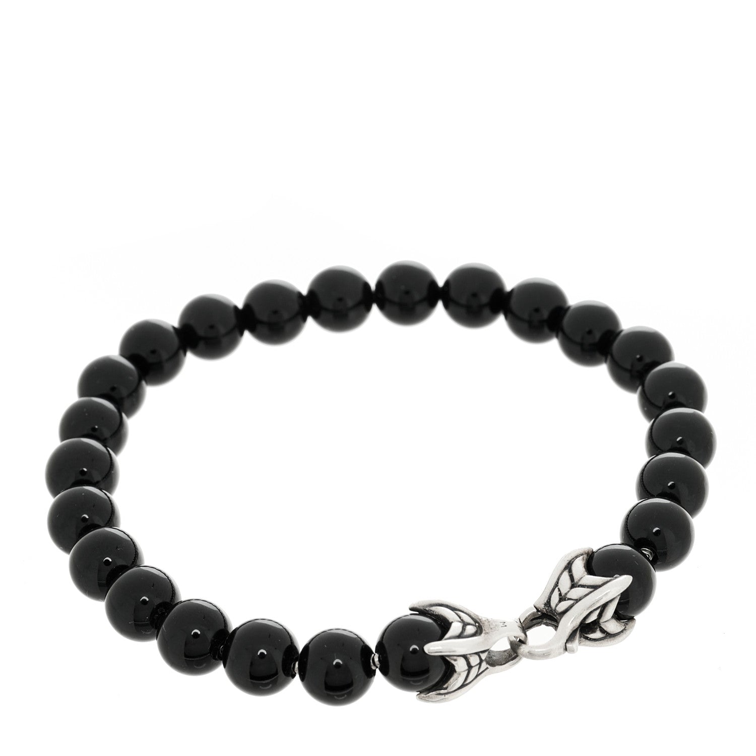 David Yurman Sterling Silver Black Onyx 8mm Spiritual Beads Bracelet 2 of 3