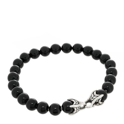 David Yurman Sterling Silver Black Onyx 8mm Spiritual Beads Bracelet 2 of 3