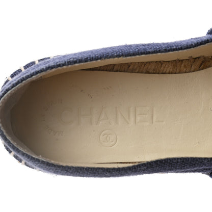 Chanel Denim Toile CC Espadrilles 37 Navy Black 5 of 10