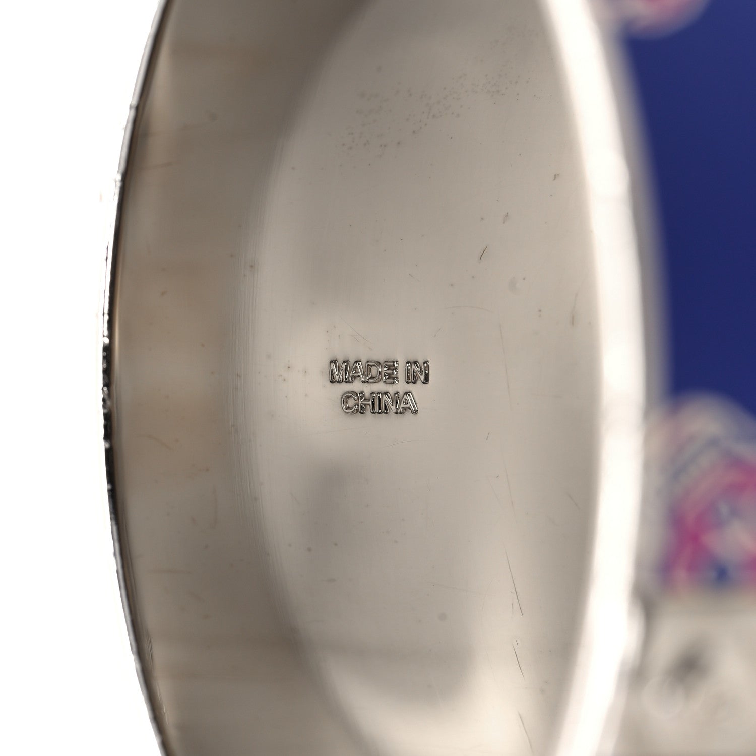 Alexander McQueen Enamel Skull Wide Bangle Bracelet Blue Pink 6 of 8