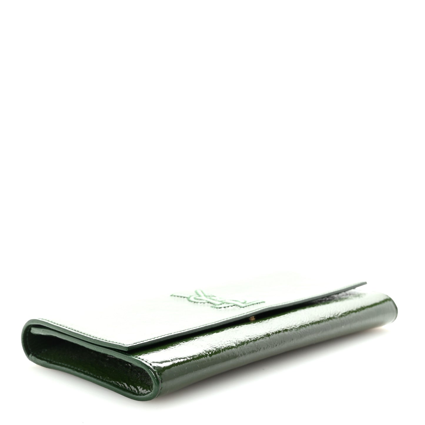 Distressed Patent Small Belle De Jour Clutch Tartan Green