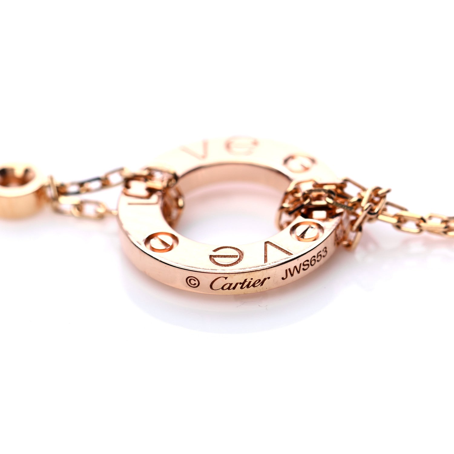Cartier 18K Pink Gold 2 Diamond LOVE Necklace 5 of 7