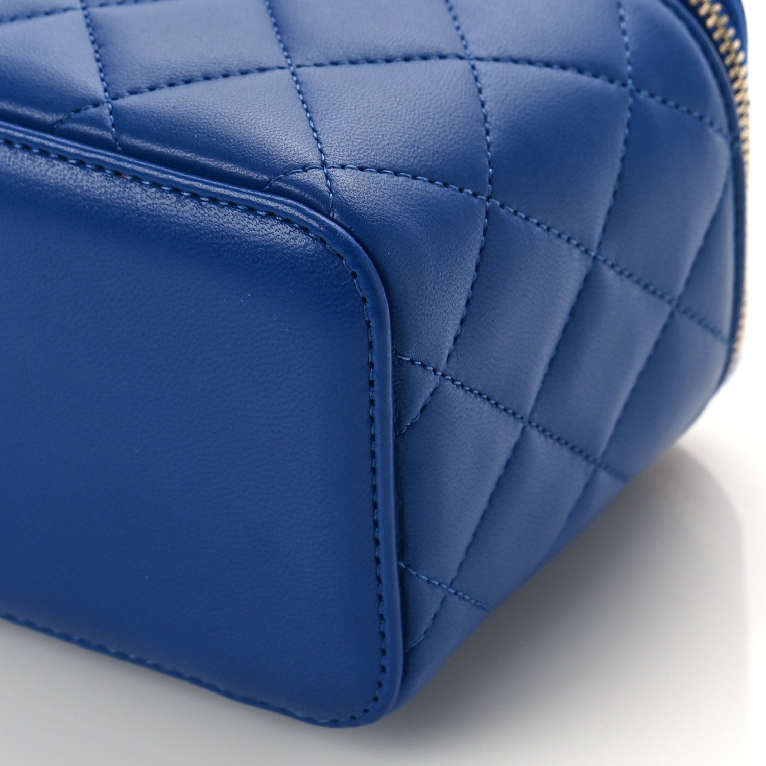 Chanel Lambskin Quilted Small Top Handle Vanity Case With Chain Blue 9 of 10