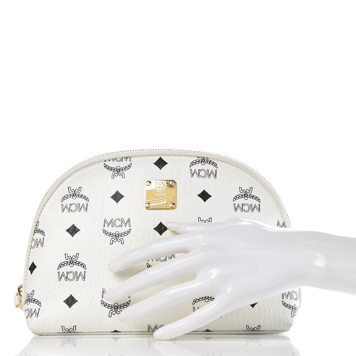 MCM Visetos Heritage Cosmetic Pouch White 2 of 8