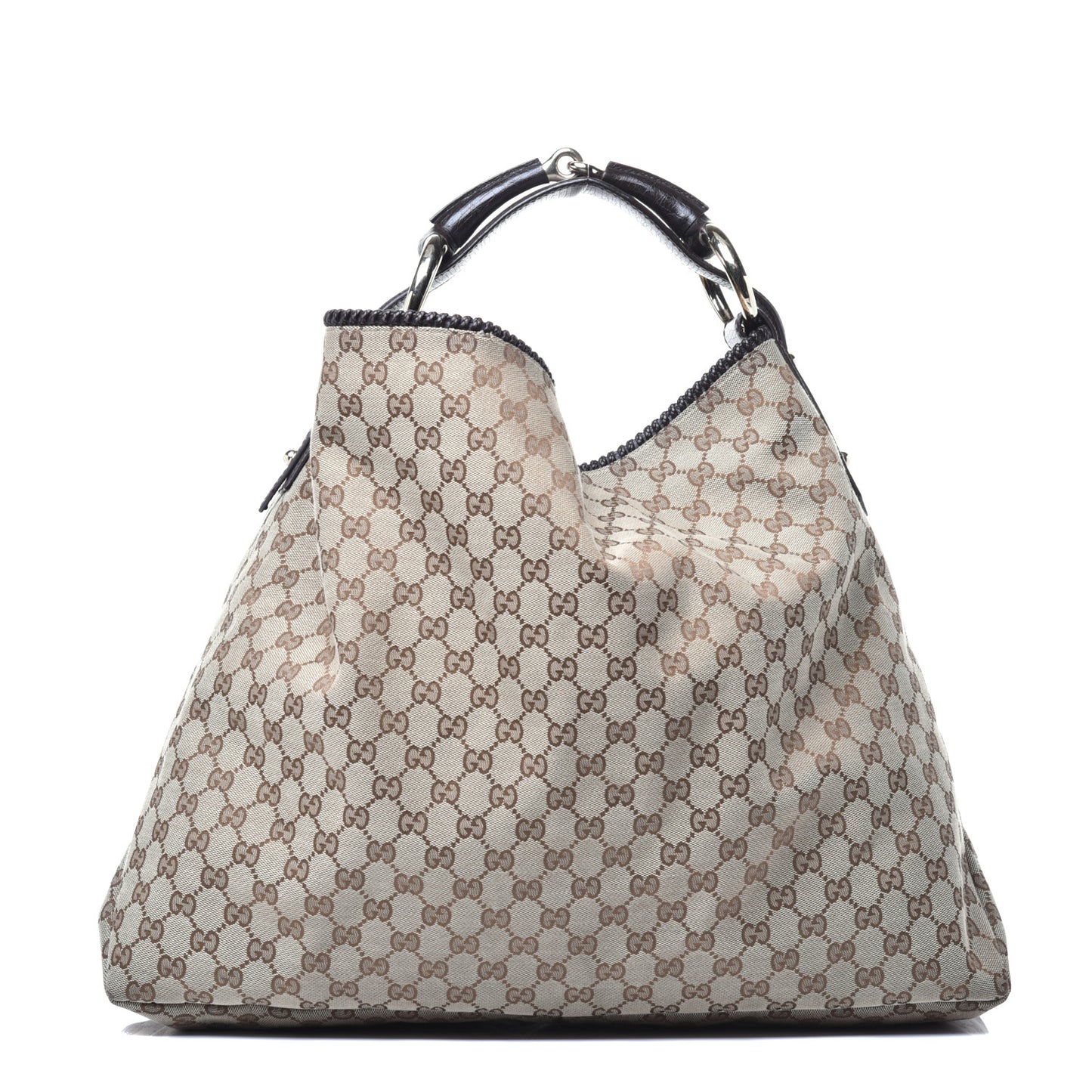 Monogram Large Horsebit Chain Hobo Dark Brown