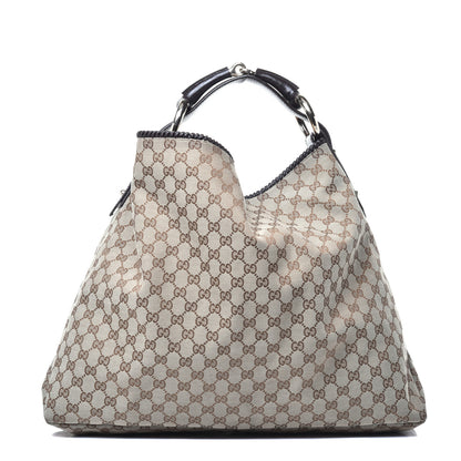 Gucci Monogram Large Horsebit Chain Hobo Dark Brown 1 of 9