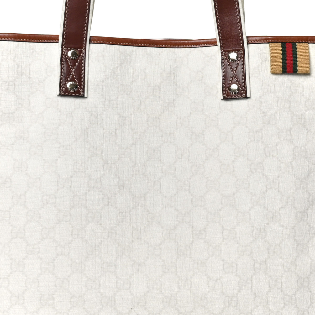 GG Plus Monogram Medium Signature Web Loop Tote White