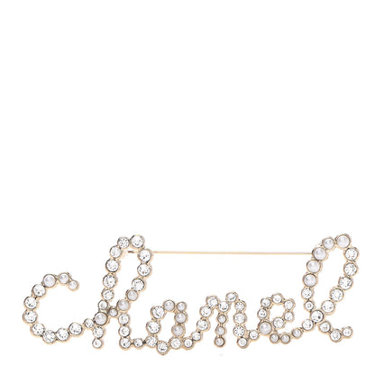 Chanel Metal Glass Swirling Pearls Brooch Pin Gold 1 of 5