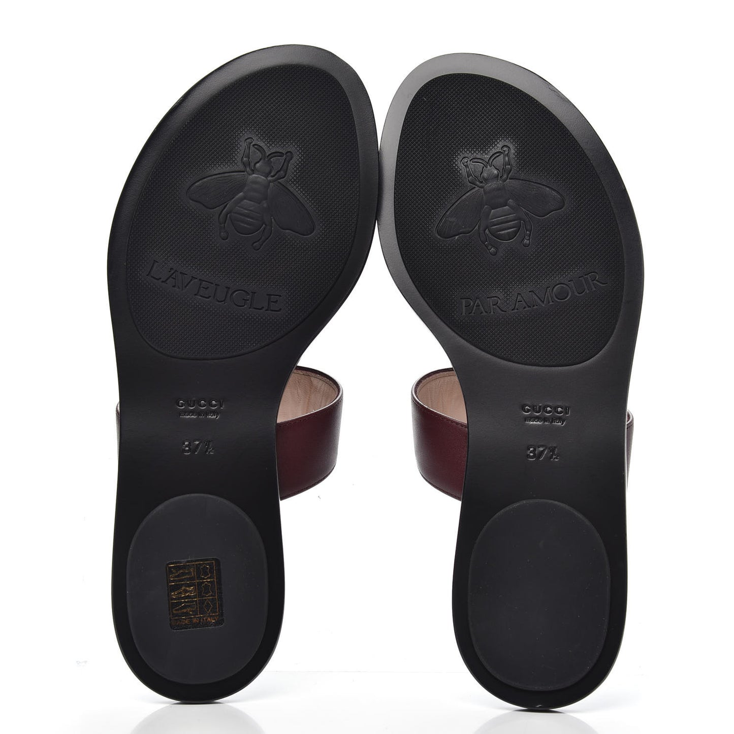 Calfskin GG Marmont Thong Sandals 37.5 Vintage Bordeaux